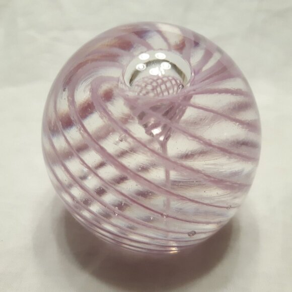 Vintage Paperweight Round Size Small Lavender Purple Swirl Bubble 2.5 in Tall - Picture 7 of 9